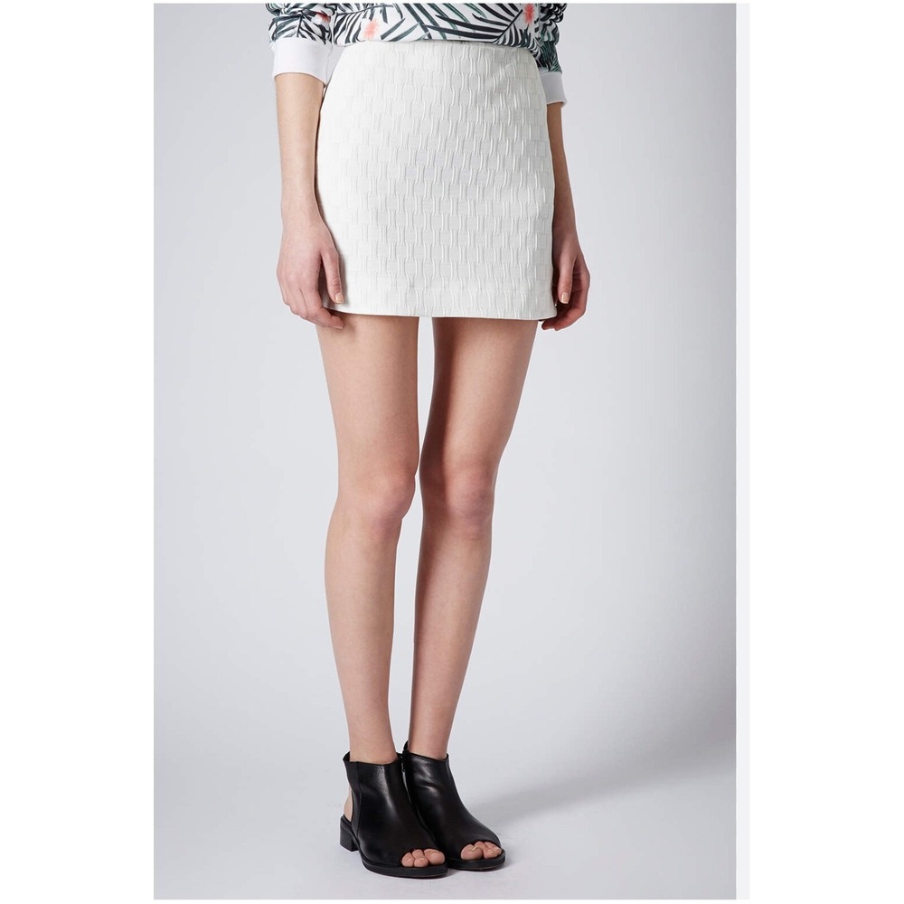 Topshop Mini Skirt Textured White Party Cocktail Career‎ Size US 10